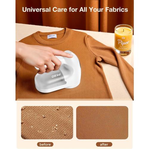 IPX6 Waterproof Washable Electric Fabric Shaver and Lint Remover, Rechargeable Sweater Defuzzer with 3 Free Extra Blades, Quickly and Effectively Remove Fluff, Fuzz, Bobbles for Clothes, White