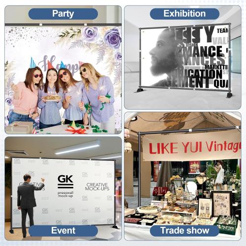 10 x 8FT Backdrop Banner Stand, Heavy Duty Adjustable Photo Background Support Frame Kit, Step and Repeat Stand for Photo Booth, Parties, Exhibition, Trade Show, Wedding
