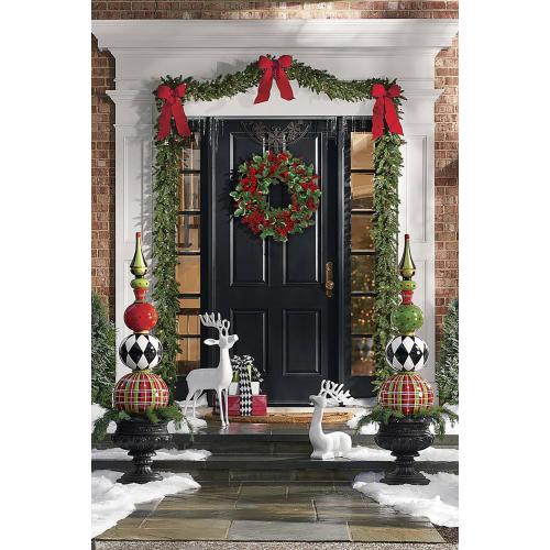 Christmas Wreath for Front Door, Real Touch Pine Artificial Wreath with Berry Clusters and Holly Leaves for Outdoor Christmas Decorations Winter Wreath, 18 Inches