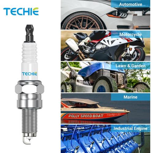 TECHIE 4PCS E8RC-10 Spark Plug Replace for NGK BR8HS-10(1134) Marine, Motorcycle Spark Plug,for DENSO TR24-10,for Yamaha 94702-00247,for MERCURY 33-824406 8, for SUZUKI 09482-00370 (4)