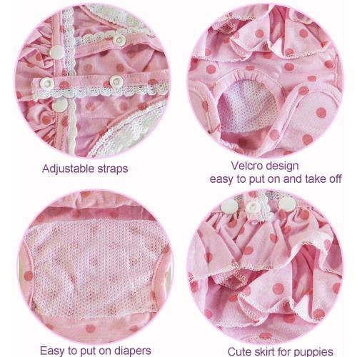 2 Pieces Washable Female Diapers with Suspender Comfort Reusable Doggy Diapers Reusable Puppy Sanitary Panties Dog Underwear Diaper for Small Girl Dogs in Period Heat (Pink&Purple,M)