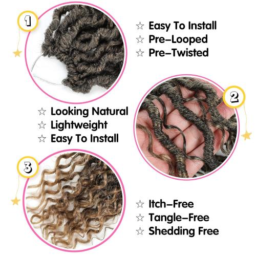 Fulcrum Goddess Locs Crochet Hair 14 Inch, 8 Packs New Faux Locs Crochet Hair for Black Women, Crochet locs with Curly Ends (14Inch (Pack of 8), T27#)