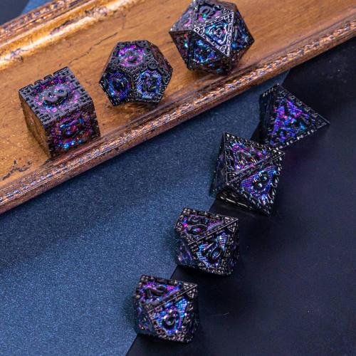UDIXI Metal DND Dice Set, 7PCS Polyhedral Metal Dice Set D&D Dragon with Gift Box for Role Playing Games and Other Tabletop Game (Purple Sequins)