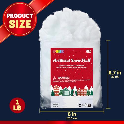 JOYIN 1 LB Fake Snow Cotton Christmas Decorations, Soft Snow Blanket for Christmas Village Accessories Indoor Winter Artificial White Clouds Craft Indoor Home Decor Tree Snowman Scene Display
