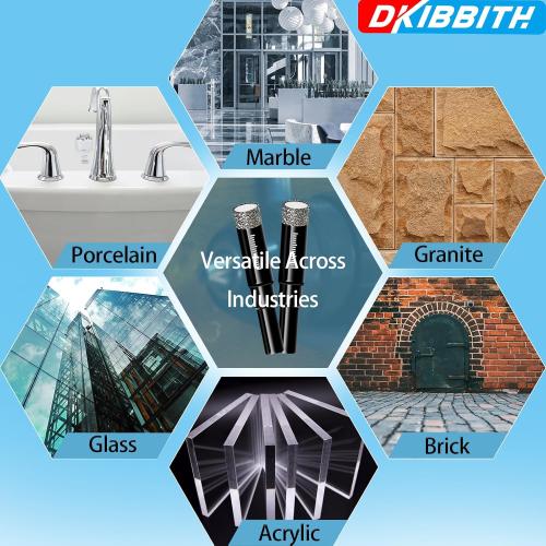DKIBBITH 7 Pack Dry Diamond Drill Bits & Tile Drill Bits Set for Ceramic, Porcelain, Marble, Granite, Stone, Glass - Round Shank 3/16, 1/4(x2), 5/16, 3/8, 1/2 1 Pack Drill Bit 1/4