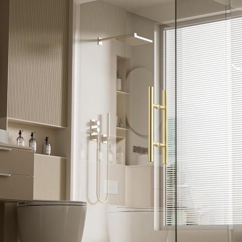 GOLD Alise 16 Shower Door Handle,Sliding Shower Glass Door Pull, Round Back to Back Handle for Shower Doors,SUS304 Stainless Steel Shower Hardware Replacement Parts,Gold Finish,LS7040Y-G