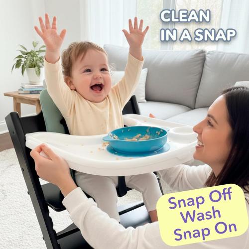 Replacement Tray & Cover for Stokke Tripp Trapp Highchair | Combo of Matte White Tray   Clear Cover for Easy Cleaning & Strong Suction