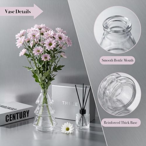 20 Pcs Clear Glass Bud Vases, Small Vintage Bud Vase Set for Flowers, Mini Glass Vases for Centerpieces, Wedding Decor, Baby Shower, Table Decorations, Home Decor, 3.1-5.1