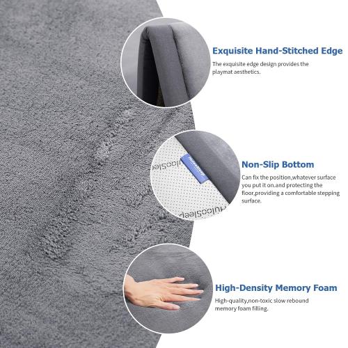 Baby Play Mat for Floor,1.3 Thick Memory Foam Tummy Time Mat,79×118 Extra Large Non Slip Crawling Mat for Toddlers,Infants,Kids,Yoga Mat,Tatami Style for Living Room(Dark Gray)