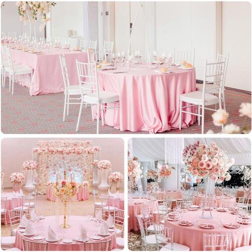8 Pack Pink Round Tablecloth 90 Inch Table Cloth for Round Tables, Washable Polyester Fabric Stain and Wrinkle Resistant Decorative Table Cover for Wedding Party Dining Banquet