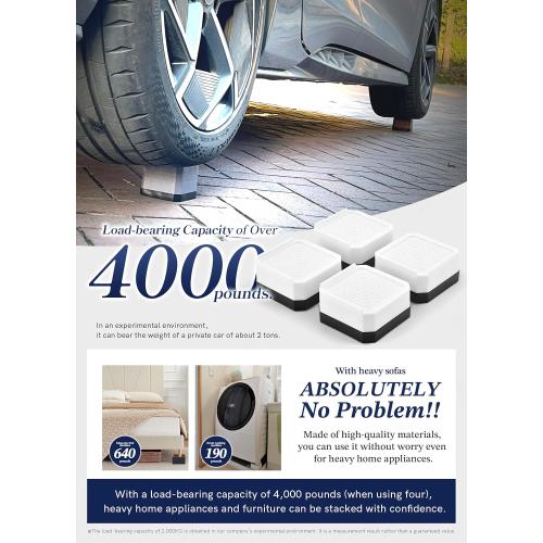 Bed Risers Furniture Risers Heavy-Duty Rectangular Adjustable Block Lift to 3 inches and 4.3 inches Desk, Sofa, Chair Legs, Refrigerator, Washing Machine Support up to 4000 pounds