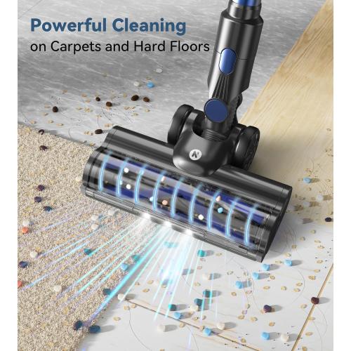 NADALY Cordless Vacuum Cleaner, Stick Vacuum with 3 Powerful Suction Modes, Max 45 Mins Runtime, Anti-Tangle Vacuum Cleaner for Home, 8-in-1 Rechargeable Vacuum for Carpet, Pet Hair, Hard Floors
