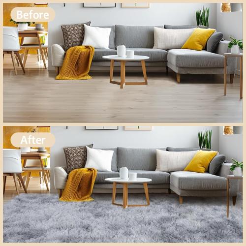 6x9 Rugs for Living Room, Large Fluffy Area Rugs for Bedroom, Soft Carpet Shag Kids Room Rug, Non-Slip Fuzzy Rugs Indoor (Grey Tie-Dyed, 6ft x 9ft)