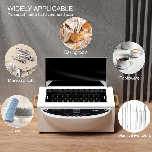 AORAEM High Temperature Nail Tool Cleaning Machine, 1.65L Autoclave Cleaner 110V 300W Dry Heat Metal Cleaning Box with Adjustable Temperature & Timer, Professional Nail Tool Cleaner for Home Salon