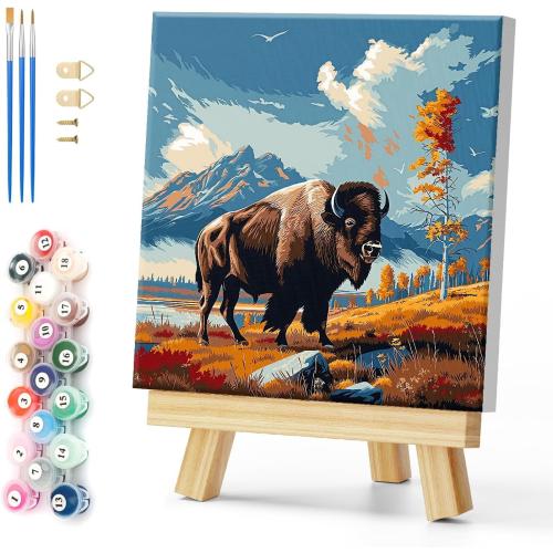 Natuyalo Paint by Numbers Kit for Adults with Frame, Highland Cattle Framed Paint by Numbers for Adults Beginner, Animal Plateau Cattle DIY Acrylic Painting Kit 12x12 Inch