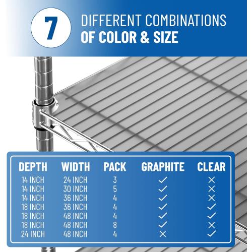 Sterling Shelf Liners Wire Rack Covers: Plastic Shelf Liner Cover for Wire Shelving: Cover Mats for Shelves in Pantry, Closet, and More: 18x48 Inch: Graphite, Set of 4
