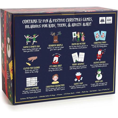 Gutter Games 12 Games of Christmas - Family Game Night Pack for Kids and Teens - Hilarious Christmas Party Games for Adults and Family Party - Complete Entertainment Package - Multicolor