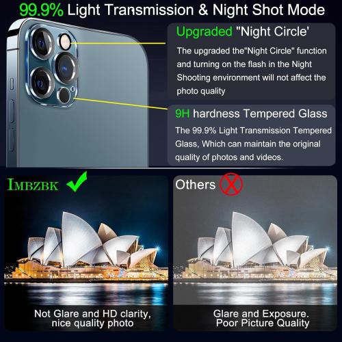 IMBZBK 3 Pack Privacy Screen Protector for iPhone 12 Pro Max Tempered Glass with 3 Pack Camera Lens Protector, Accessories 9H Anti Spy for Apple 12 Pro Max, 2.5D Curved, Case Friendly, Transparent