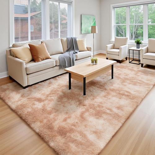 YOBATH Fluffy 5x8 Shag Area Rugs for Bedroom Living Room, Soft Fuzzy Shaggy Carpet Rugs for Girls Boys Kids Indoor Floor Nursery Home Decor, Tie-Dyed Beige