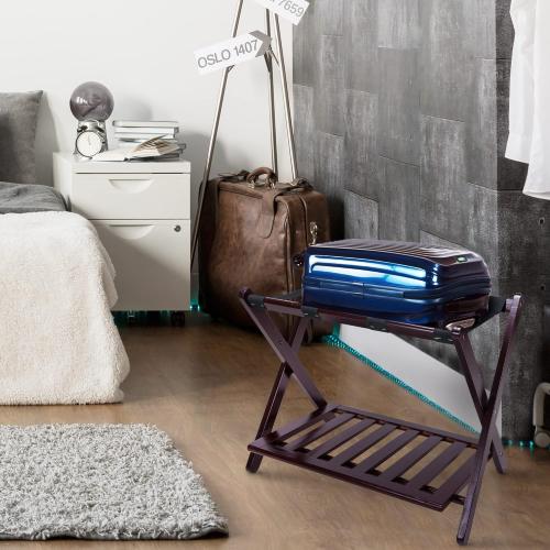 Casual Home Luggage Rack with Shelf, Espresso