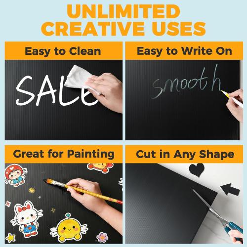 10-Pack Poster Board 24x36 Corrugated Plastic Sheets - 4mm, Extra Large Waterproof Blank Yard Sign for DIY Projects, Printing, Crafts, Presentations, Outdoor Displays, Signs - Black