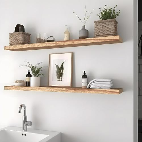 36 Black Wood Floating Shelves for Wall, Wooden Wall Shelves for Bedroom, Wall Mounted Shelves for Living Room, Set of 4 36 Inch