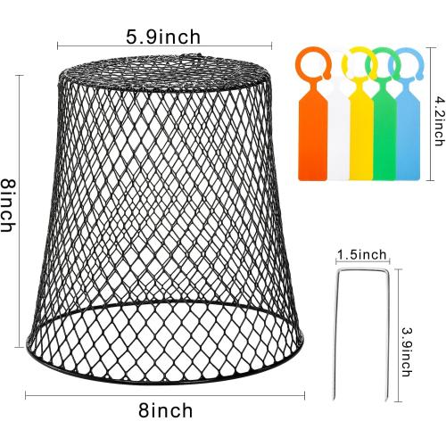 SOUJOY 10 Pieces Chicken Wire Plant Covers, Garden Cloche with 30 Garden Stakes and 20 Waterproof Labels, Metal Cage Protector Basket for Keeping Bunnies Chicken Squirrels Birds Out