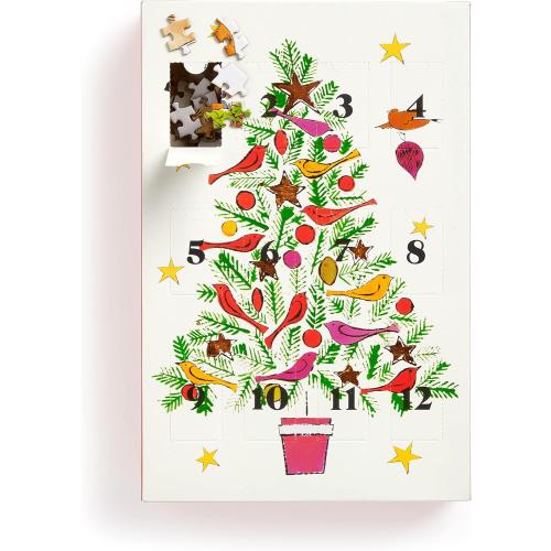 Galison Andy Warhol Christmas Countdown – 12 Days of Puzzles Featuring Iconic Whimsical Warhol 1950s Christmas Paintings Drawings and Prints