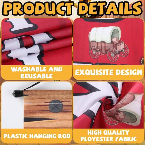 4 Pcs Western Cowboy Party Decorations Wild West Banner Howdy Yes Haw Welcome Hanging Decor Rustic Western Porch Sign Cowboy Rodeo Door Decorations for Bar Birthday Photo Props Vintage Party Supplies