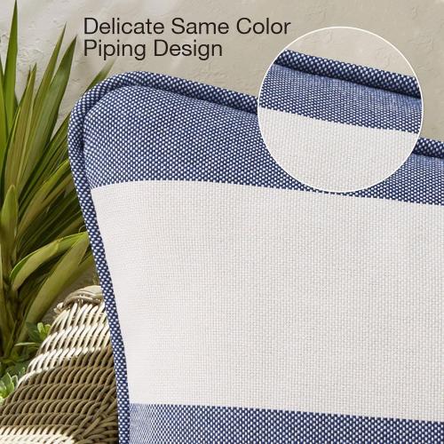 Decorative Outdoor Water Repellent Throw Pillows with Inserts, Set of 4, 20 x12 Pillows for Patio, Backyard, Bed, Couch, and Patio Furniture, Navy Stripe