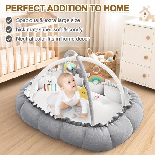 OCATO Baby Play Mat Gym: Baby Play Gym Mat Thick Large Baby Activity Center from Newborn to Toddler Skills Development Baby Essentials Baby Shower Gifts Boy Girl for Babies 0-6-12 Months