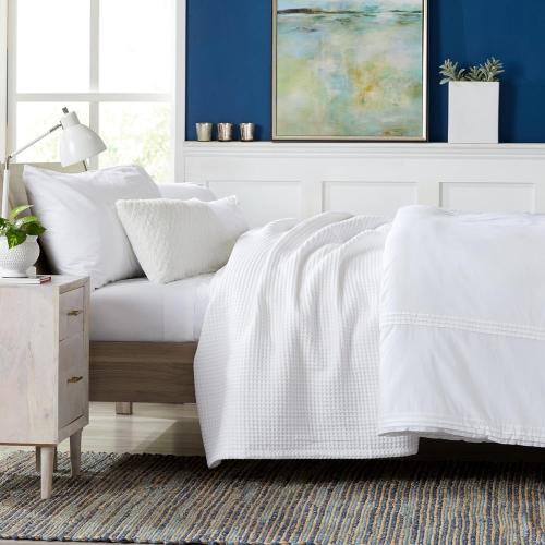 100% Cotton Waffle Weave Bed Blanket | Soft, Breathable, and Lightweight Blanket for All-Season | Perfect for Layering King, White)