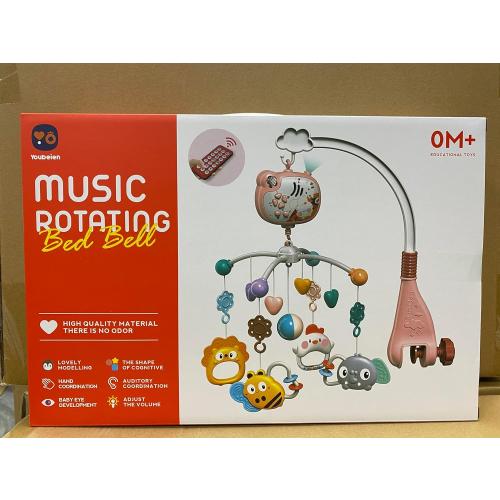 Baby Crib Mobile with Musical, Night Light & Moon Star Projector, Mobile for Crib with Remote Control Timing Function, 360° Rotation Crib Toys for Newborn Infant Boys and Girls(Pink)