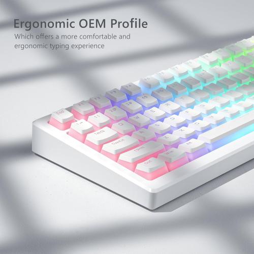 Pudding Keycaps, White PBT Keycaps 60 65 75 100 Percent, 130 Keys Shine Through Key Cap OEM Profile for MX-stem Switches Keyboard-White