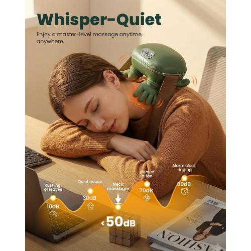 Neck Massager with Heat - Neck and Back Shiatsu Massager for Relieve Fatigue, Deep Tissue Portable Neck and Shoulder Massager for Home and Travel, Green