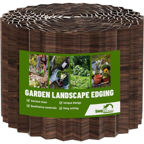 SnugNiture Corrugated Metal Garden Edging 4 x 60', Sturdy Lawn Landscape Edging Border, Fence for Garden, Flower Bed and Yard (Brown)