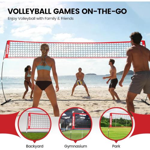 Bearwill Volleyball Net, 12FT/20FT Portable Volleyball Net for Backyard, Freestanding Volley Ball Set Height Adjustable with Carry Bag, Volley Ball Practice Nets Training Equipment for Indoor Outdoor