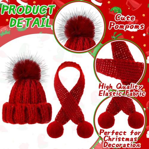 Geyoga 8 Pcs Mini Santa Hats and Scarves Decor Doll Christmas Accessories Small Gnome Hat for Craft DIY for Wine Bottle Gifts(Blue, Red,Stylish)