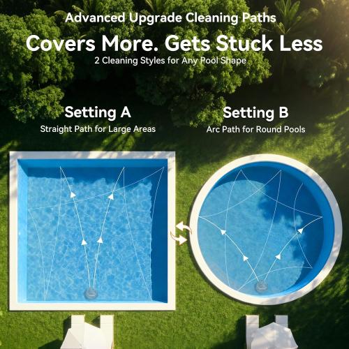 Planet Edge Pool Vacuum for Above Ground Pool, 120-Min Runtime, Powerful Dual-Motor, Adjustable Cleaning Path, Cordless Robotic Pool Cleaner for Flat Pools Up to 850 Sq.ft, Light Grey
