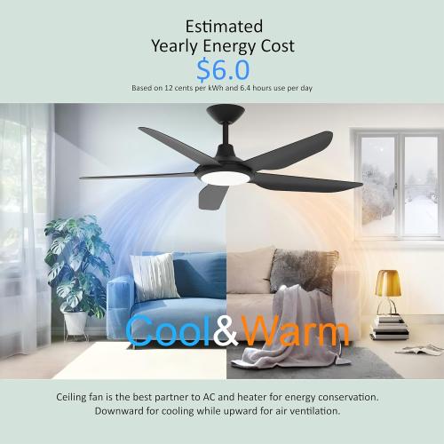 52 Inch Large Outdoor Ceiling Fans with Lights, High CFM Waterproof Blades for Covered Patio, 9 Speed Remote Control Dimmable LED Light, Angled Mount Easy Install