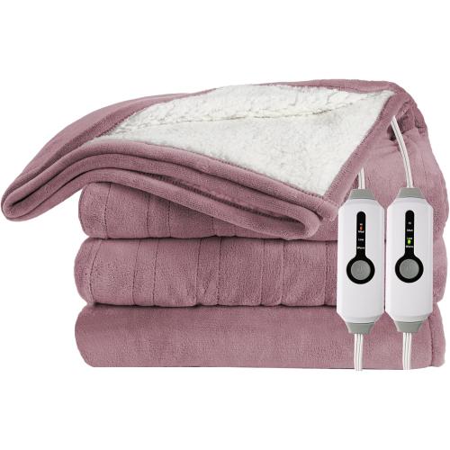 Electric Heated Blanket 90x100 King Size Microplush Cover Blanket, 4 Heat Settings & 10 Hours Auto Off, Cozy & Warm for All Night, Machine Washable, Berry