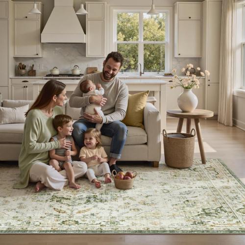 PADOOR Area Rug,Rugs for Living Room,Soft Green Rugs for Bedroom,Machine Washable Rugs Non Slip Carpet,Rug for Dining Room Living Room Bedside Office