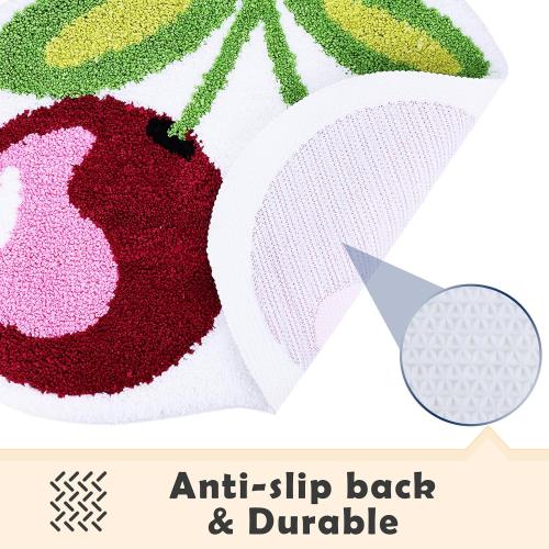 Peach Bath Mat for Bathroom 18.8 x 23.6 Cute Cartoon Deco Non Slip Fruit Shaped Washable Bathroom Bathtub Rug Absorbent Shower Rugs