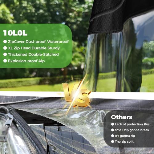 10L0L Universal Golf Cart Enclosure 86.6in 4 Passenger Fit for Yamaha Club Car EZGO TXT RXV, Waterproof Windproof Snowproof Portable Transparent 4 Sided Driving Cover