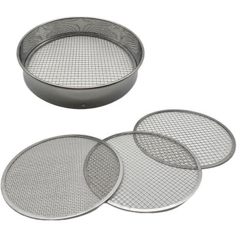 Soil Sifter Set with 3 Sieve Meshes for Rock and Sand - Stainless Steel