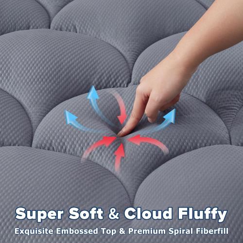 ELVEN HOME King Mattress Pad for Back & Hip Pain Relief, Pillow Top Cooling Bed Topper Quilted Fitted, Hotel Quality Deep Pocket Soft King Mattress Protector Cover Washable (78x80 inch, Grey)