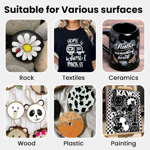 Black and White Paint Marker, 8 Pack Dual Tip Acrylic Paint Pens with Medium Tip and Brush Tip, Ideal for Wood, Rock Painting, Canvas, Stone, Glass, Ceramic