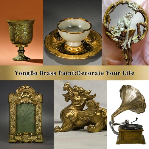 YongBo Metallic Acrylic Paint Brass, 100ml Brass Paint for Canvas, Rock, Stone, Wood, Fabric, Art Supplies