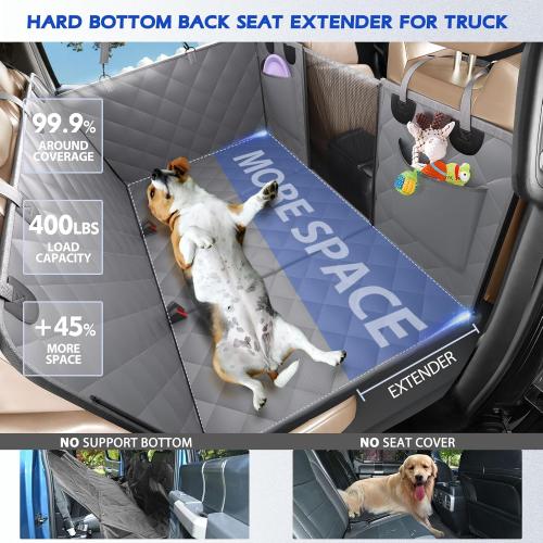 Truck Dog Seat Cover Back Seat, Hard Bottom Dog Hammock for Car, Waterproof XL Large Soft Pet Extender Travel Bed Supports 400lbs, Durable Platform Protector Full Size Crew Cab Rear Seat
