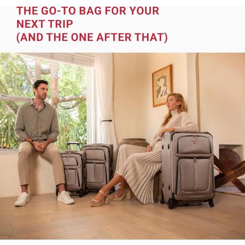 SwissGear Sion Softside Expandable Luggage, Blue, Checked-Large 29-Inch